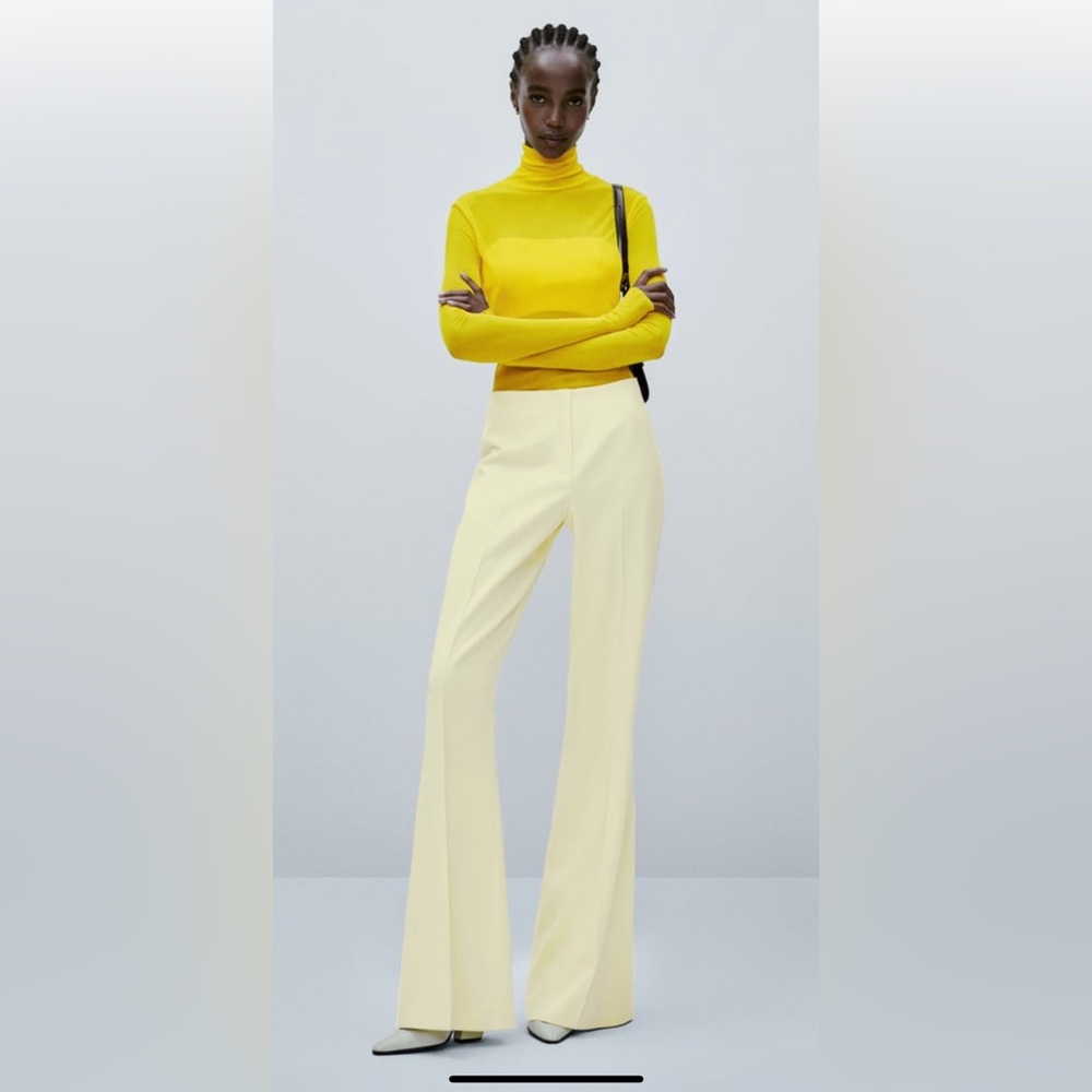 Massimo Dutti Lemon Yellow Trousers Limited Edition Pants Outfit XS